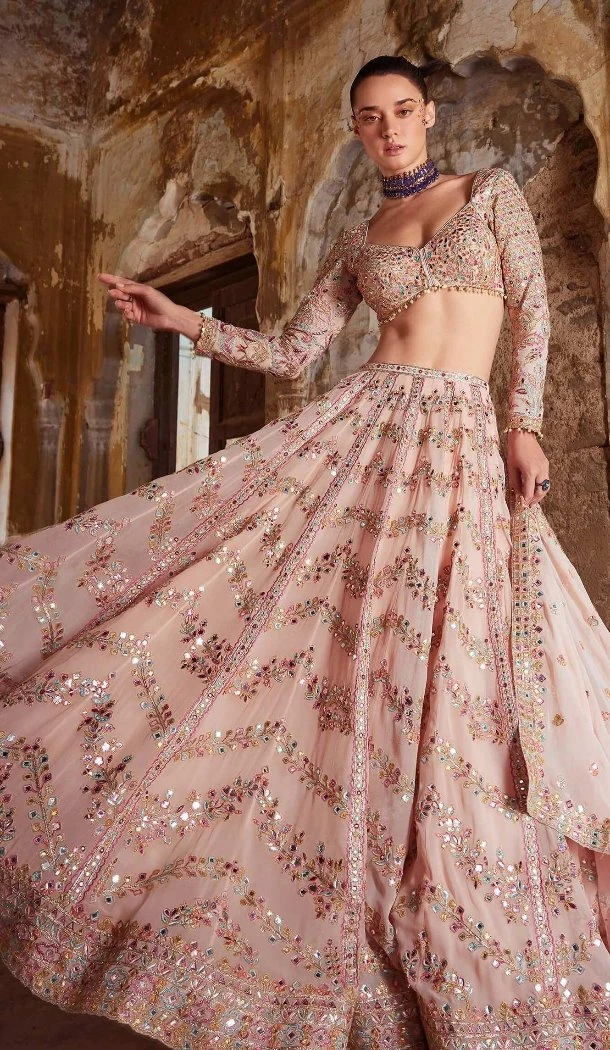 Women Designer Lehenga Choli Faux Georgette Thread Work - 13530213325