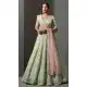 Women Mulberry Silk Ruffle Work Sequence Pista Green - 13530213327