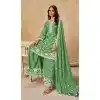 Women Heavy Chinon Palazzo Suit Embroidered Work Green Plus Size