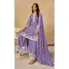 Women Heavy Chinon Lavender Embroidered Work Palazzo Suit Plus Size