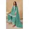 Women Sky Blue Embroidered Work Palazzo Suit Heavy Chinon Plus Size