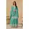 Women Sky Blue Embroidered Work Palazzo Suit Heavy Chinon - 13533213339