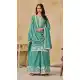 Women Sky Blue Embroidered Work Palazzo Suit Heavy Chinon - 13533213339