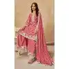 Women Palazzo Suit Pink Embroidered Work Heavy Chinon Plus Size