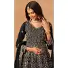 Women Embroidery Work Faux Georgette Black Palazzo Suit Plus Size