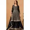 Women Embroidery Work Faux Georgette Black Palazzo Suit Plus Size