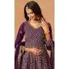 Women Embroidery Work Faux Georgette Wine Palazzo Suit Plus Size