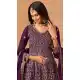 Women Embroidery Work Faux Georgette Wine Palazzo Suit - 13561213469