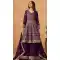 Women Embroidery Work Faux Georgette Wine Palazzo Suit - 13561213469