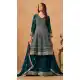Women Palazzo Suit Embroidery Work Faux Georgette Teal Blue - 13561213470
