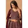 Women Embroidery Work Maroon Faux Georgette Palazzo Suit Plus Size