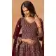 Women Embroidery Work Maroon Faux Georgette Palazzo Suit - 13561213471