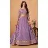 Women Embroidery Work Designer Lehenga Choli Organza Lavender Plus Size