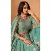 Women Embroidery Work Designer Lehenga Choli Organza Blue Plus Size