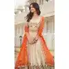Women Party Wear Lehenga Choli Embroidery Cream Pure Tissue Silk Plus Size