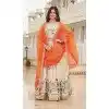 Women Party Wear Lehenga Choli Embroidery Cream Pure Tissue Silk Plus Size