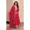 Women Pink Star Georgette Gown Embroidered Plus Size