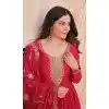 Women Pink Star Georgette Gown Embroidered Plus Size