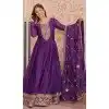 Women Embroidered Star Georgette Purple Gown Plus Size