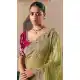 Women Pista Green Saree Plus Size Embroidery Work - 13583213561