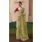Women Pista Green Saree Plus Size Embroidery Work - 13583213561