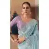Women Sky Blue Embroidery Stone Work Sequince Plus Size