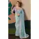 Women Sky Blue Saree Plus Size Embroidery Stone Work - 13583213563