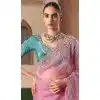 Women Designer Saree Organza Sequince Pink Plus Size