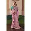 Women Designer Saree Organza Sequince Pink Plus Size