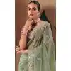 Women Sequince Embroidery Organza Designer Saree Plus Size