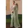 Women Sequince Embroidery Organza Designer Saree Plus Size