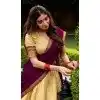 Women Zari Work Kanchipuram Silk Traditional Lehenga Choli Cream Plus Size