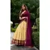 Women Zari Work Kanchipuram Silk Traditional Lehenga Choli Cream Plus Size
