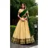Women Cream Zari Work Traditional Lehenga Choli Kanchipuram Silk Plus Size