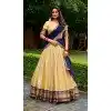 Women Kanchipuram Silk Traditional Lehenga Choli Zari Work Cream Plus Size