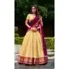 Women Traditional Lehenga Choli Kanchipuram Silk Cream Zari Work Plus Size