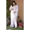 Women White Georgette Pakistani Suit Sequins Embroidery Work