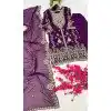 Women Sequins Embroidery Work Pakistani Suit Wine Georgette