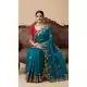 Women Party Wear Saree Chiffon Embroidery Work Blue - 13631213768