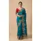Women Party Wear Saree Chiffon Embroidery Work Blue - 13631213768