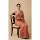 Women Peach Embroidery Work Party Wear Saree Chiffon - 13631213771