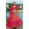 Women Silk Wedding Lehenga Stone Embroidery Work Pink Plus Size