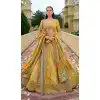 Women Wedding Lehenga Yellow Silk Stone Embroidery Work Plus Size