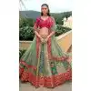 Women Pink Wedding Lehenga Stone Embroidery Work Silk Plus Size