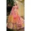 Women Pink Stone Embroidery Work Wedding Lehenga Silk Plus Size