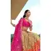 Women Stone Embroidery Work Wedding Lehenga Silk Rani Pink Plus Size