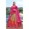 Women Stone Embroidery Work Wedding Lehenga Silk Rani Pink Plus Size