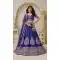 Women Blue Leaf Embroidery Work Wedding Lehenga Silk - 13662213936