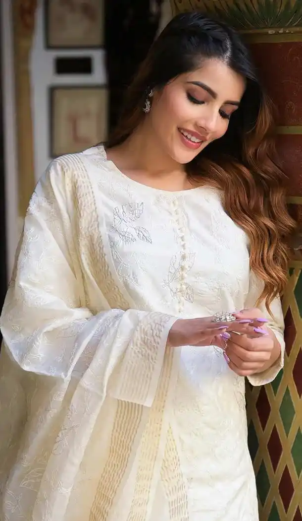 Cream Chanderi Digital Salwar Suit – FH214009