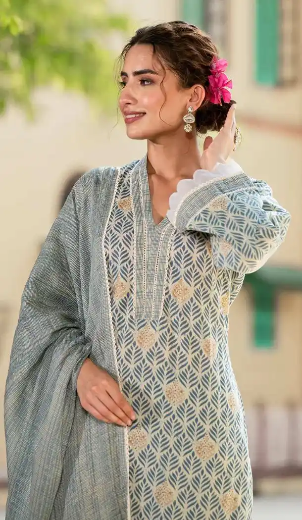 Grey Cotton Digital Salwar Suit – FHR214010
